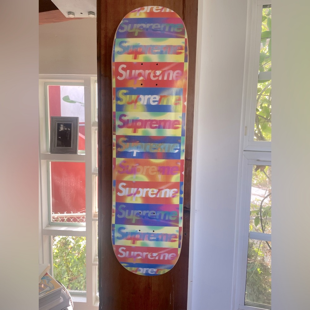 Supreme Distorted Logo Skateboard Deck Yellow SS20